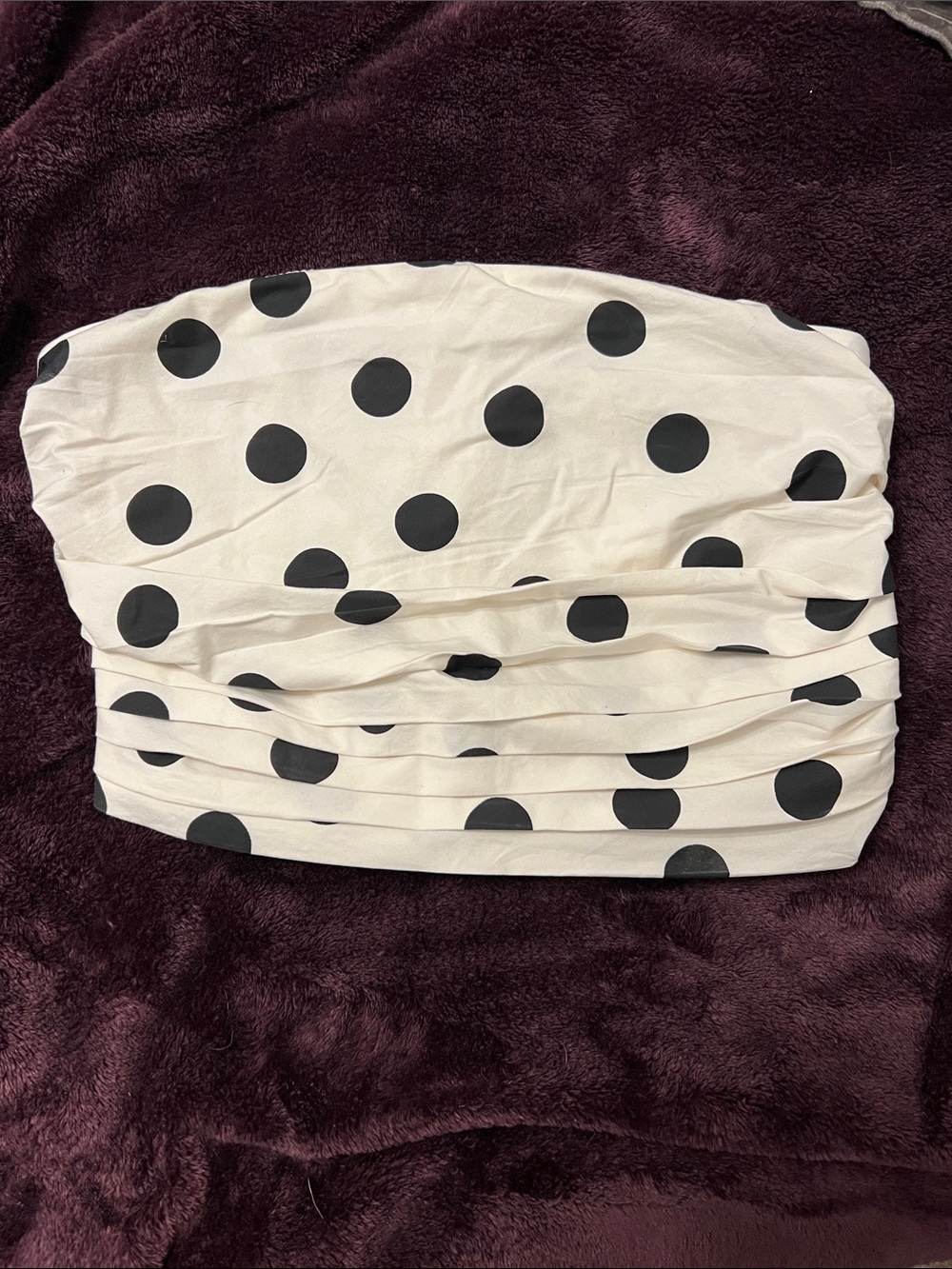 LOFT Black and White Polka Dot Strapless Crop Top